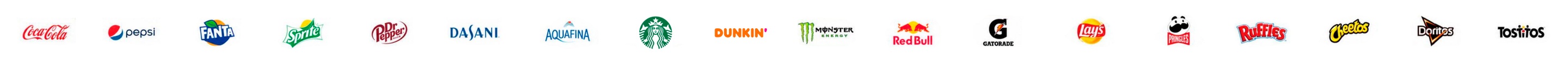 Featured beverage and snack brands